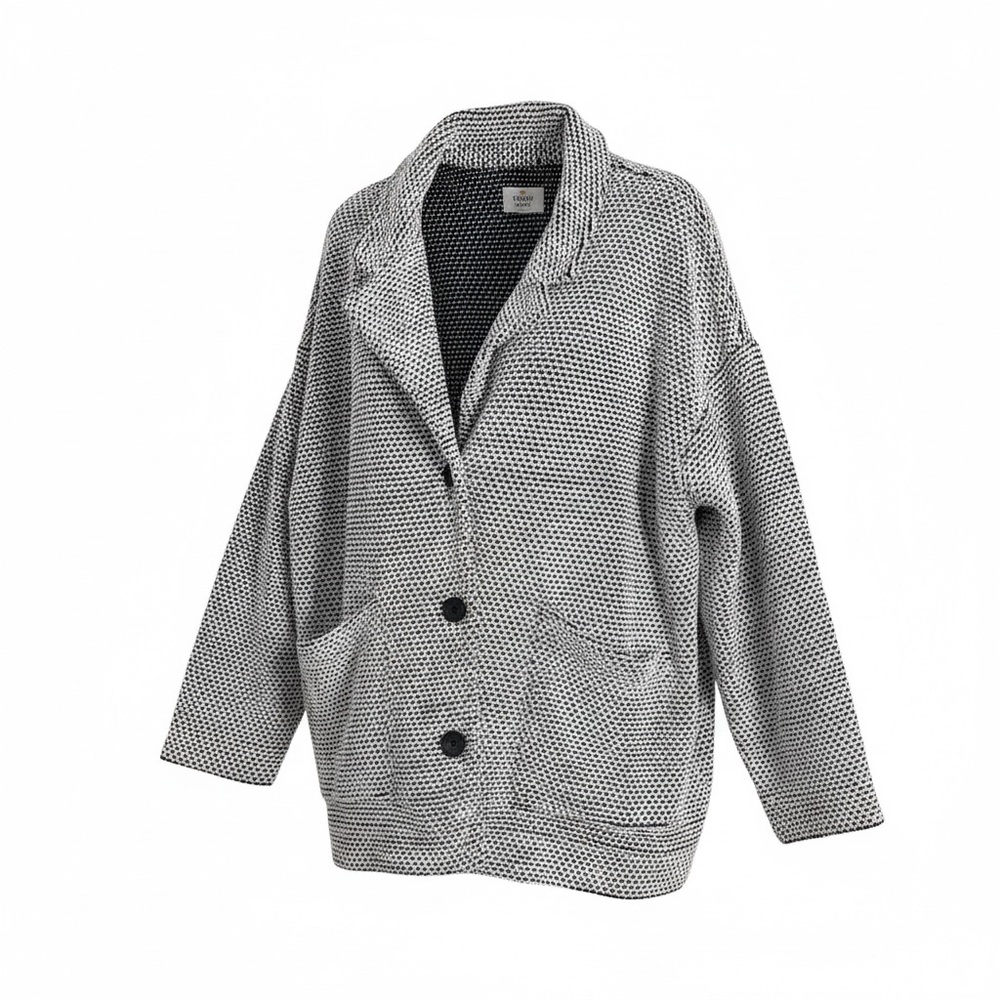 Marine Layer Jacket Womens XL Black White Knit Blazer Cardigan Textured Pocket
